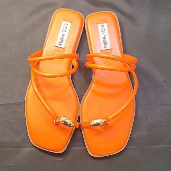 BRAND NEW STEVE MADDEN VIBANT ORANGE WOMENS SANDALS R3 - Picture 2 of 16